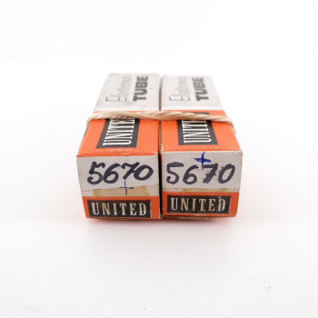 2 X 5670 UNITED TUBE. BLACK PLATES. NOS/NIB. AF  ENA