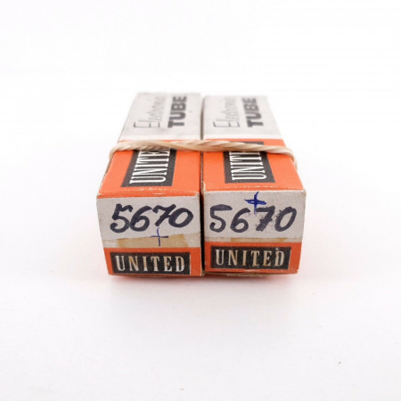 2 X 5670 UNITED TUBE. BLACK PLATES. NOS/NIB. AF  ENA