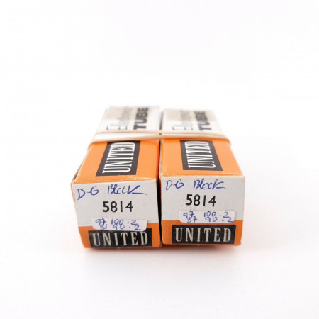 2 X 5814 UNITED TUBE. 1973 PROD. BLACK PLATES. D-G. MATCHED PAIR NOS/NIB AF  ENA