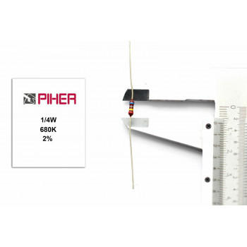 VINTAGE PIHER RESISTOR. 1/4W 680K 2% *4 PC* NOS (New Old Stock)