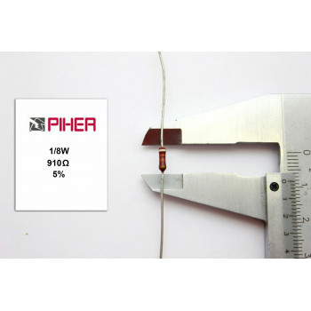 VINTAGE PIHER RESISTOR. 1/8W 910Ohm 910R 5% *2 PC* NOS (New Old Stock)