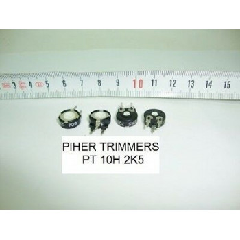 2 x POTENCIOMETROS - TRIMMERS. PIHER PCB PT10H 2.5 KOhm (10mm. diametro. Lineal)