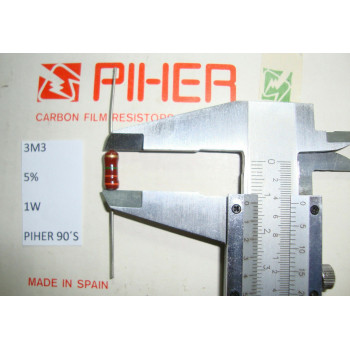 VINTAGE PIHER RESISTOR. 1W 3M3 3.3M 5% *1 PC* NEW ORIGINAL 1990´S+ C809