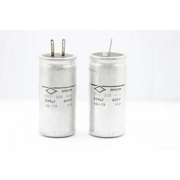ELECTROLYTIC CAPACITOR MICRO 200uF 400V NOS(New Old Stock) 1PC. CA15U2F230715