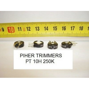 2 x POTENCIOMETROS - TRIMMERS. PIHER PCB PT10H 250 KOhm (10mm. diametro. Lineal)