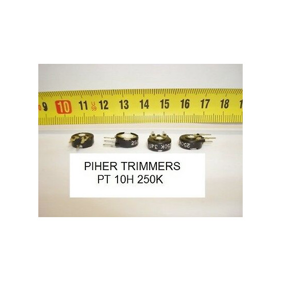 2 x POTENCIOMETROS - TRIMMERS. PIHER PCB PT10H 250 KOhm (10mm. diametro. Lineal)