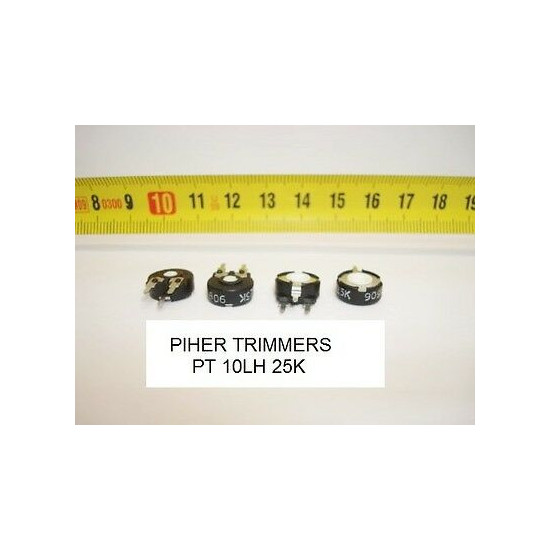 2 x POTENCIOMETROS - TRIMMERS. PIHER PCB PT10LH 25 KOh  (10mm. diametro. Lineal)