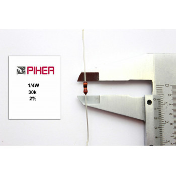 VINTAGE PIHER RESISTOR. 1/4W 30K 2% *4 PC* NOS (New Old Stock)