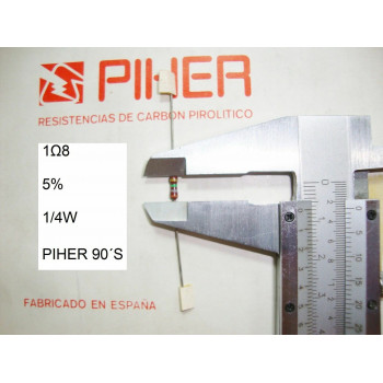VINTAGE PIHER RESISTOR. 1/4W 1Ω8 1.8OHM 1.8R 5% *4 PC* NEW ORIGINAL 1990´S