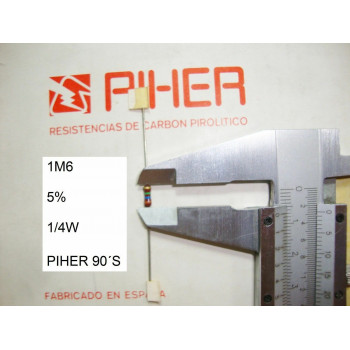 VINTAGE PIHER RESISTOR. 1/4W 1M6 1.6M 5% *4 PC* NEW ORIGINAL 1990´S+