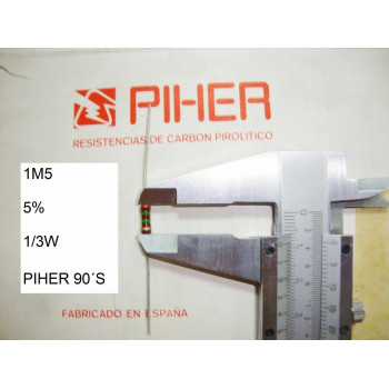 VINTAGE PIHER RESISTOR. 1/3W 1M5 5% *3 PC* NEW ORIGINAL 1990´S+