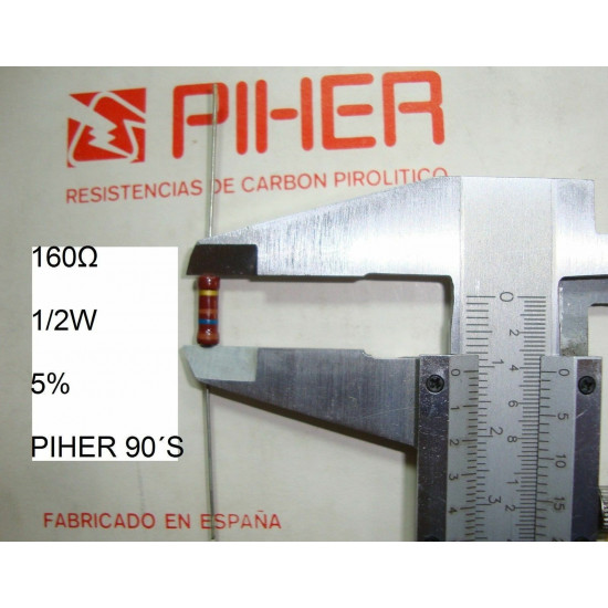 VINTAGE PIHER RESISTOR. 1/2W 160Ω 160OHM 160R 5% *2 PC* NEW ORIGINAL 1990´S+