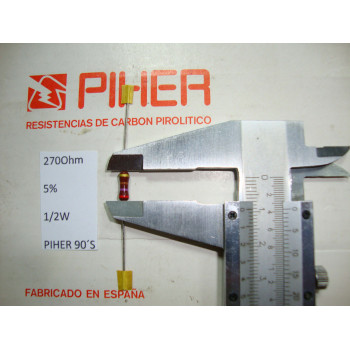 VINTAGE PIHER RESISTOR. 1/2W 270R 270Ohm 5% *2 PC* NEW ORIGINAL 1990´S+