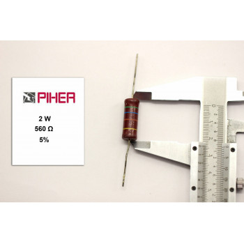 VINTAGE PIHER RESISTOR. 2W 560Ohm 560R 5% *1 PC* NEW ORIGINAL 1970´S+