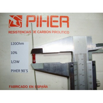 VINTAGE PIHER RESISTOR. 1/2W 120R 120Ohm 10% *2 PC* NEW ORIGINAL 1990´S+