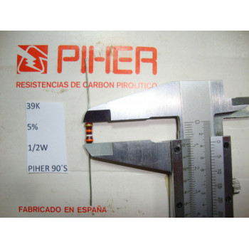 VINTAGE PIHER RESISTOR. 1/2W 39K 5% *1 PC* NEW ORIGINAL 1990´S +