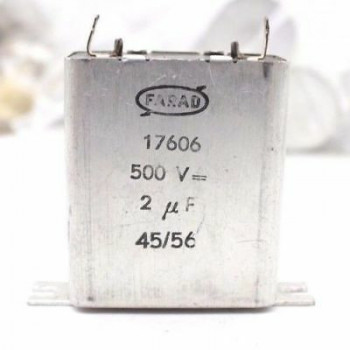ELECTROLYTIC CAPACITOR FARAD 2uF 500V USED 1PC. CA308U1F030717