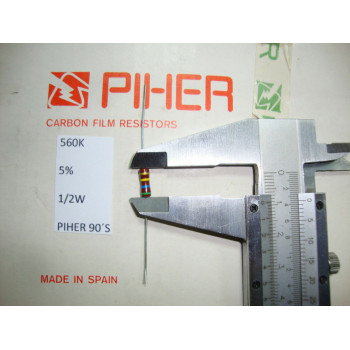 VINTAGE PIHER RESISTOR. 1/2W 560K 5% *1 PC* NEW ORIGINAL 1990´S+