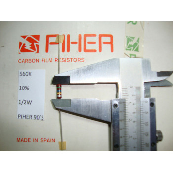 VINTAGE PIHER RESISTOR. 1/2W 560K 10% *1 PC* NEW ORIGINAL 1990´S+