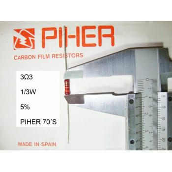 VINTAGE PIHER RESISTOR. 1/3W 3Ω3 3R3 3,3OHM 5% *3 PC* NEW ORIGINAL 1970´S