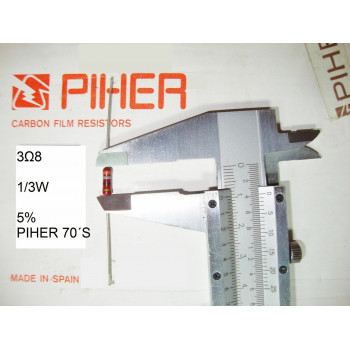 VINTAGE PIHER RESISTOR. 1/3W 3Ω8 3R8 3,8OHM 5% *3 PC* NEW ORIGINAL 1970´S
