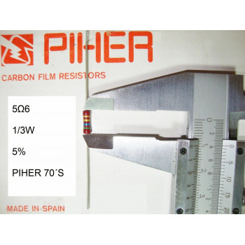 VINTAGE PIHER RESISTOR. 1/3W 5Ω6 5R6 5,6OHM 5% *3 PC* NEW ORIGINAL 1970´S