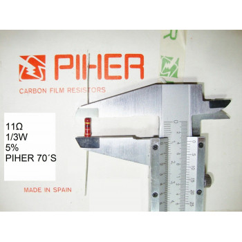 VINTAGE PIHER RESISTOR. 1/3W 11Ω 11R 11OHM 5% *3 PC* NEW ORIGINAL 1970´S