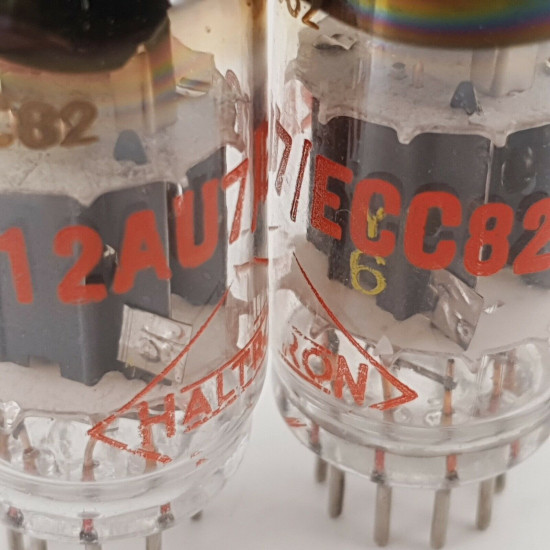 2 X ECC82 TUNGSRAM TUBE. HALTRON BRAND. WELDED PLATES. LOW EMISSION. CX  ENA