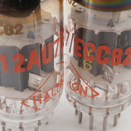 2 X ECC82 TUNGSRAM TUBE. HALTRON BRAND. WELDED PLATES. LOW EMISSION. CX  ENA
