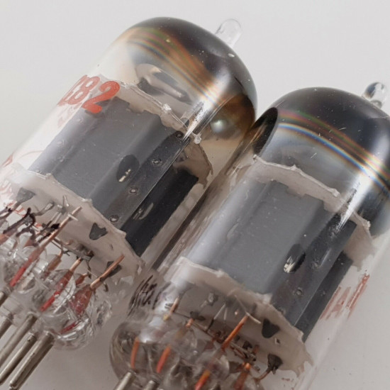 2 X ECC82 TUNGSRAM TUBE. HALTRON BRAND. WELDED PLATES. LOW EMISSION. CX  ENA