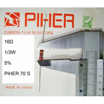 VINTAGE PIHER RESISTOR. 1/3W 16Ω 16R 16OHM 5% *3 PC* NEW ORIGINAL 1970´S