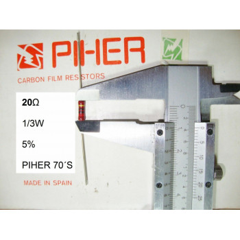 VINTAGE PIHER RESISTOR. 1/3W 20Ω 20R 20OHM 5% *3 PC* NEW ORIGINAL 1970´S