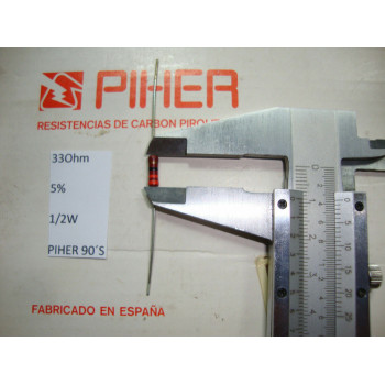 VINTAGE PIHER RESISTOR. 1/2W 33R 33Ohm 10% *2 PC* NEW ORIGINAL 1990´S+