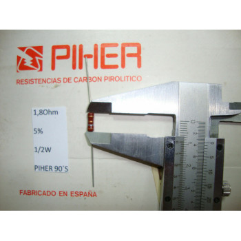VINTAGE PIHER RESISTOR. 1/2W 1.8R 1.8Ohm 5% *2 PC* NEW ORIGINAL 1990´S+