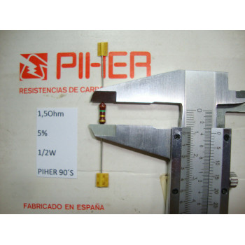 VINTAGE PIHER RESISTOR. 1/2W 1.5R 1.5Ohm 5% *2 PC* NEW ORIGINAL 1990´S+
