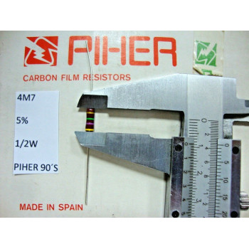 VINTAGE PIHER RESISTOR. 1/2W 4.7M 5% *1 PC* NEW ORIGINAL 1990´S+