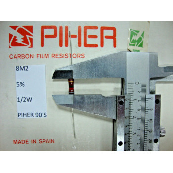 VINTAGE PIHER RESISTOR. 1/2W 8.2M 8M2 5% *2 PC* NEW ORIGINAL 1990´S+ RC549