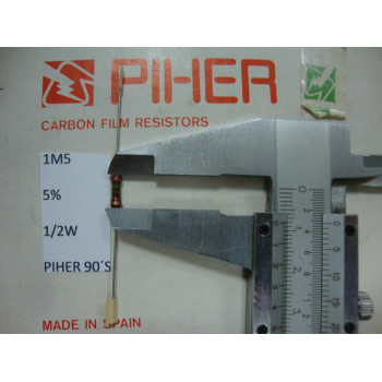 VINTAGE PIHER RESISTOR. 1/2W 1.5M 1M5 5% *2 PC* NEW ORIGINAL 1990´S+ RC544