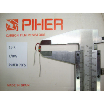 VINTAGE PIHER RESISTOR. 1/8W 15K 5% *5 PC* NEW ORIGINAL 1970´S