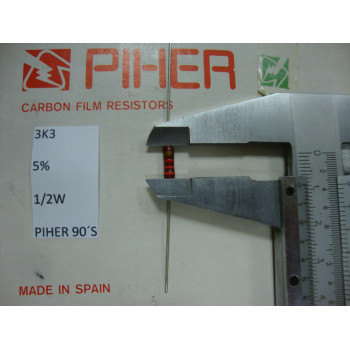 VINTAGE PIHER RESISTOR. 1/2W 3.3K 3K3 5% *2 PC* NEW ORIGINAL 1990´S+