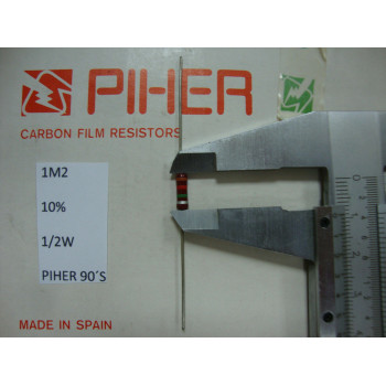 VINTAGE PIHER RESISTOR. 1/2W 1M2 1.2M 10% *2 PC* NEW ORIGINAL 1990´S +