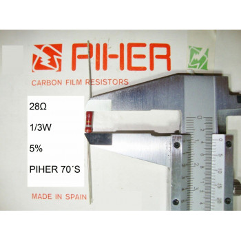 VINTAGE PIHER RESISTOR. 1/3W 28Ω 28R 28OHM 5% *3 PC* NEW ORIGINAL 1970´S