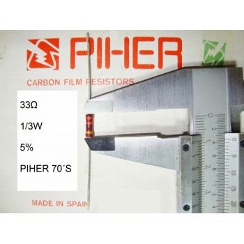 VINTAGE PIHER RESISTOR. 1/3W 33Ω 33R 33OHM 5% *3 PC* NEW ORIGINAL+ 1970´S