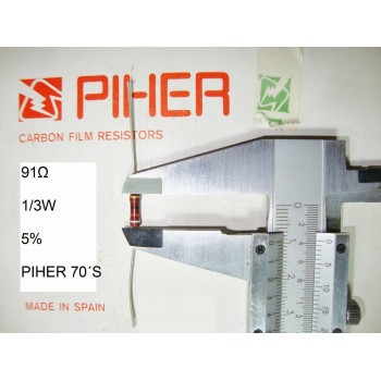 VINTAGE PIHER RESISTOR. 1/3W 91Ω 91R 91OHM 5% *3 PC* NEW ORIGINAL+ 1970´S