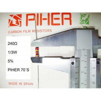 VINTAGE PIHER RESISTOR. 1/3W 240Ω 240R 240OHM 5% *3 PC* NEW ORIGINAL 1970´S