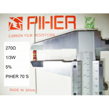 VINTAGE PIHER RESISTOR. 1/3W 270Ω 270R 270OHM 5% *3 PC* NEW ORIGINAL 1970´S