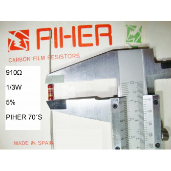 VINTAGE PIHER RESISTOR. 1/3W 910Ω 910R 910OHM 5% *3 PC* NEW ORIGINAL 1970´S