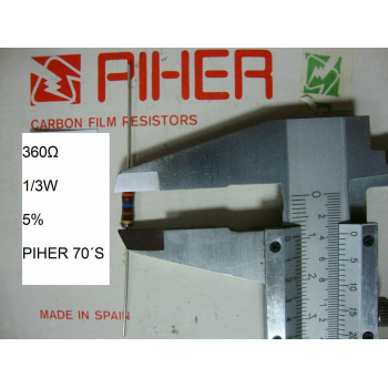 VINTAGE PIHER RESISTOR. 1/3W 360Ω 360R 360OHM 5% *3 PC* NEW ORIGINAL+ 1970´S