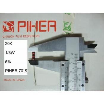 VINTAGE PIHER RESISTOR. 1/3W 20K 5% *3 PC* NEW ORIGINAL 1970´S+