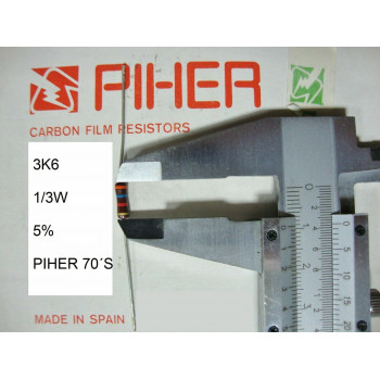 VINTAGE PIHER RESISTOR. 1/3W 3K6 5% *3 PC* NEW ORIGINAL 1970´S+
